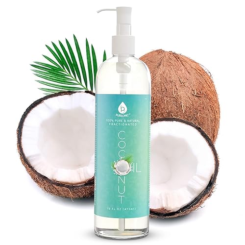 Pursonic Fractionated Coconut Oil - 16 Oz Unscented Carrier Oil For Skin, Hair & Massage