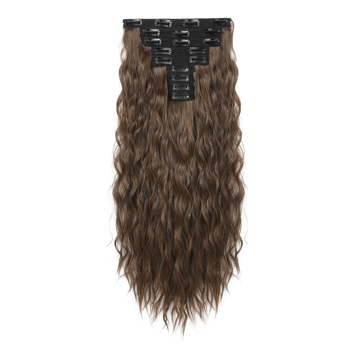 REECHO 24&quot; Clip in Hair Extensions, 9PCS Chestnut Brown Mini Mermaid Wave, Lightweight Synthetic