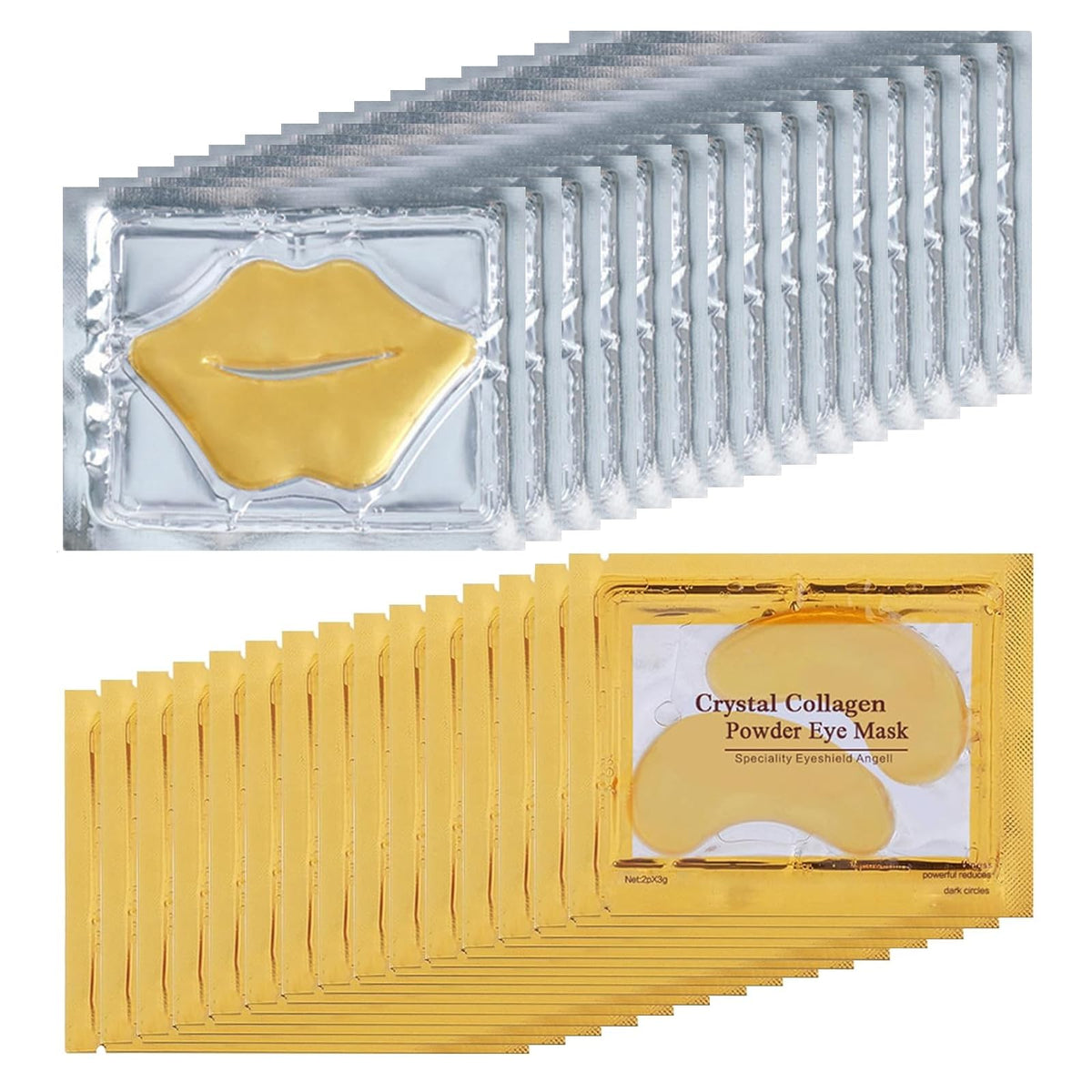 Flanoid Lip & Eye Masks 30 Pairs - Hydrating Patches For Dark Circles & Moisturizing Lips