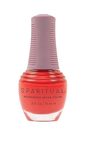 SpaRitual Vegan Nail Polish - Optimistic Bright Orange Coral, 0.5 Fl Oz, One-Step Formula