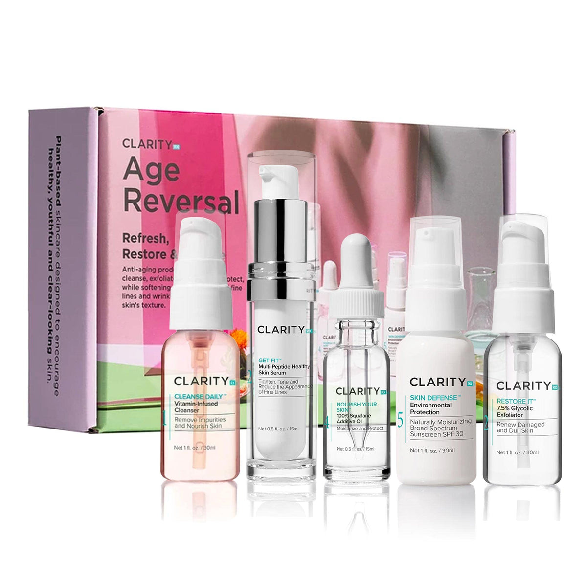 Clarityrx Age Reversal Anti-Aging Skin Care Set With Face Wash, Scrub, Serum & Sunscreen