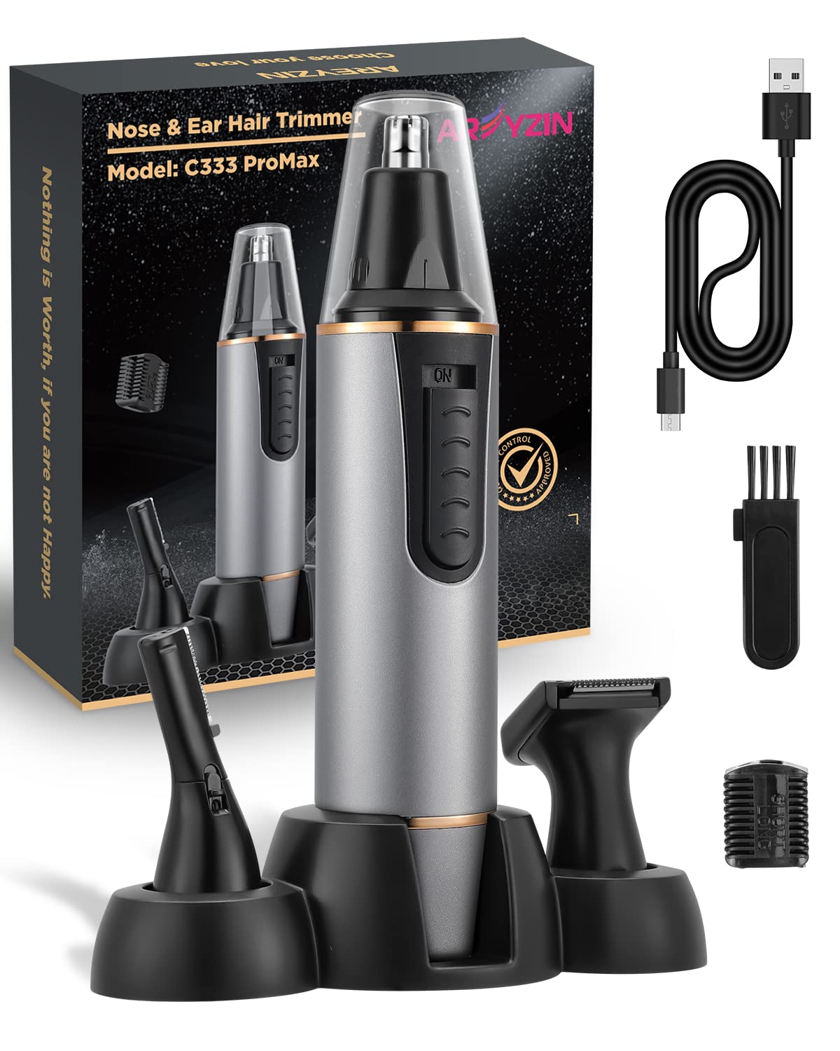 Areyzin Nose Hair Trimmer For Men & Women, Ipx7 Waterproof, Rechargeable, Stainless Steel Blades