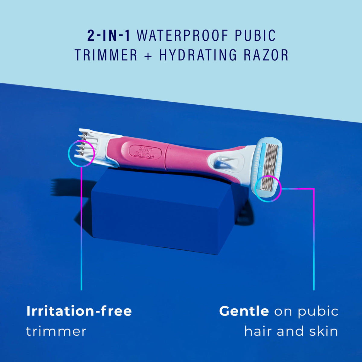 Schick Hydro Silk TrimStyle Razor for Women - 5-Blade, Waterproof Trimmer & Razor, Pink