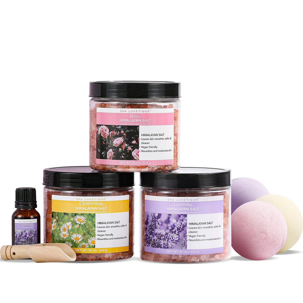 Spa Luxetique Bath Salts Set - 3.17Lbs Epsom Salts For Soaking, Perfect Mother'S Day Gift