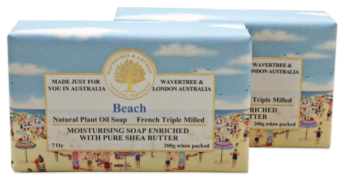 Wavertree & London Beach Soap Bars, 7Oz Moisturizing Natural Shea Butter, Pack Of 2