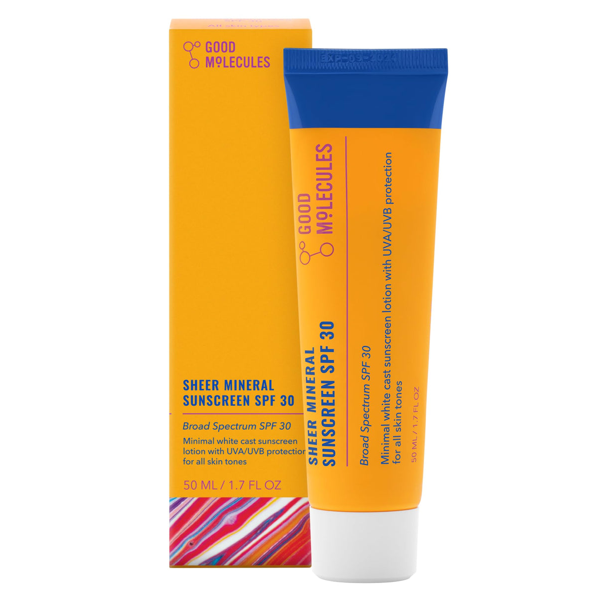 Good Molecules Sheer Mineral Sunscreen Spf 30, Zinc Oxide, Hyaluronic Acid, Reef-Safe, Face Skincare