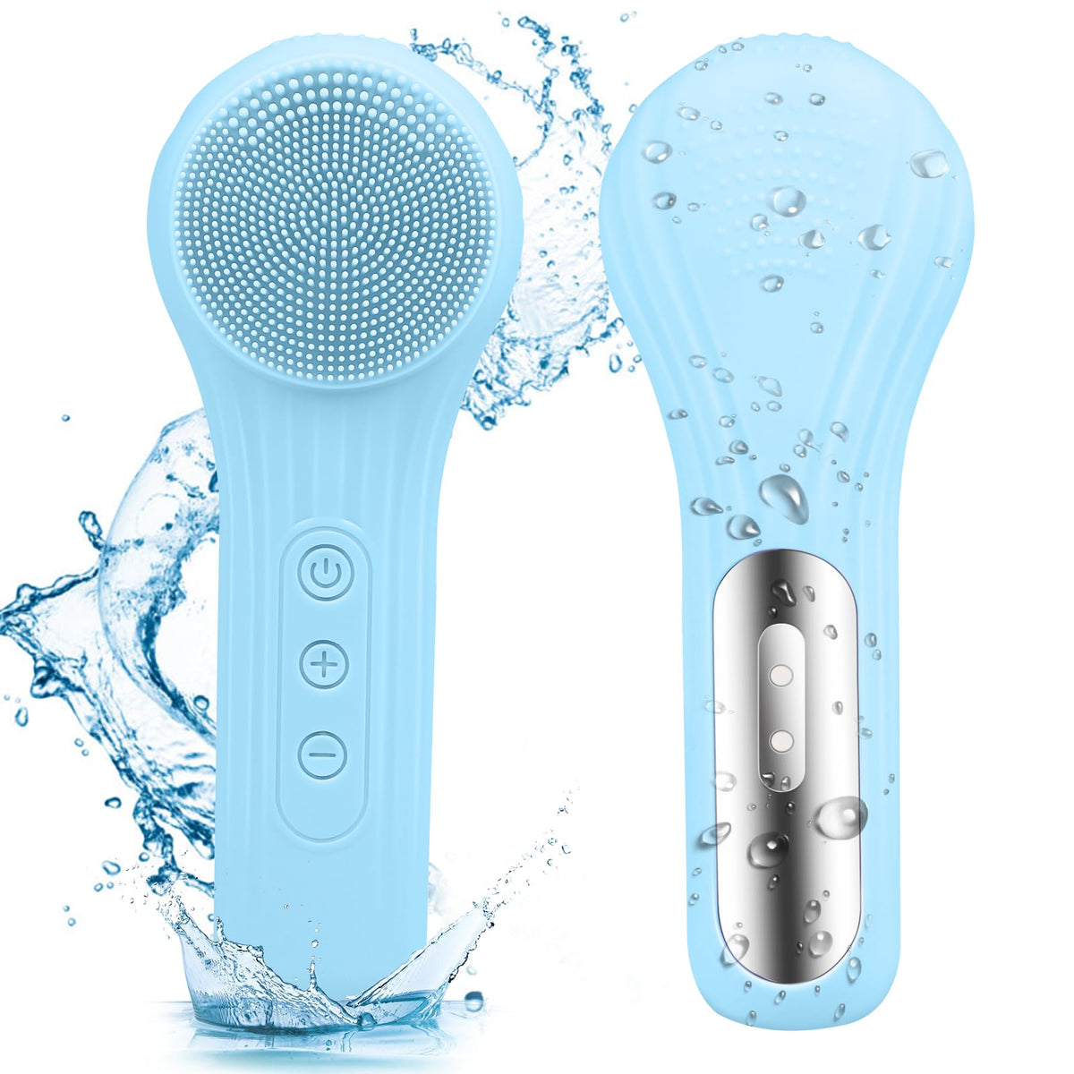 Feoflen Silicone Face Scrubber - Waterproof Exfoliator & Massage Brush For Deep Cleansing, Sky Blue