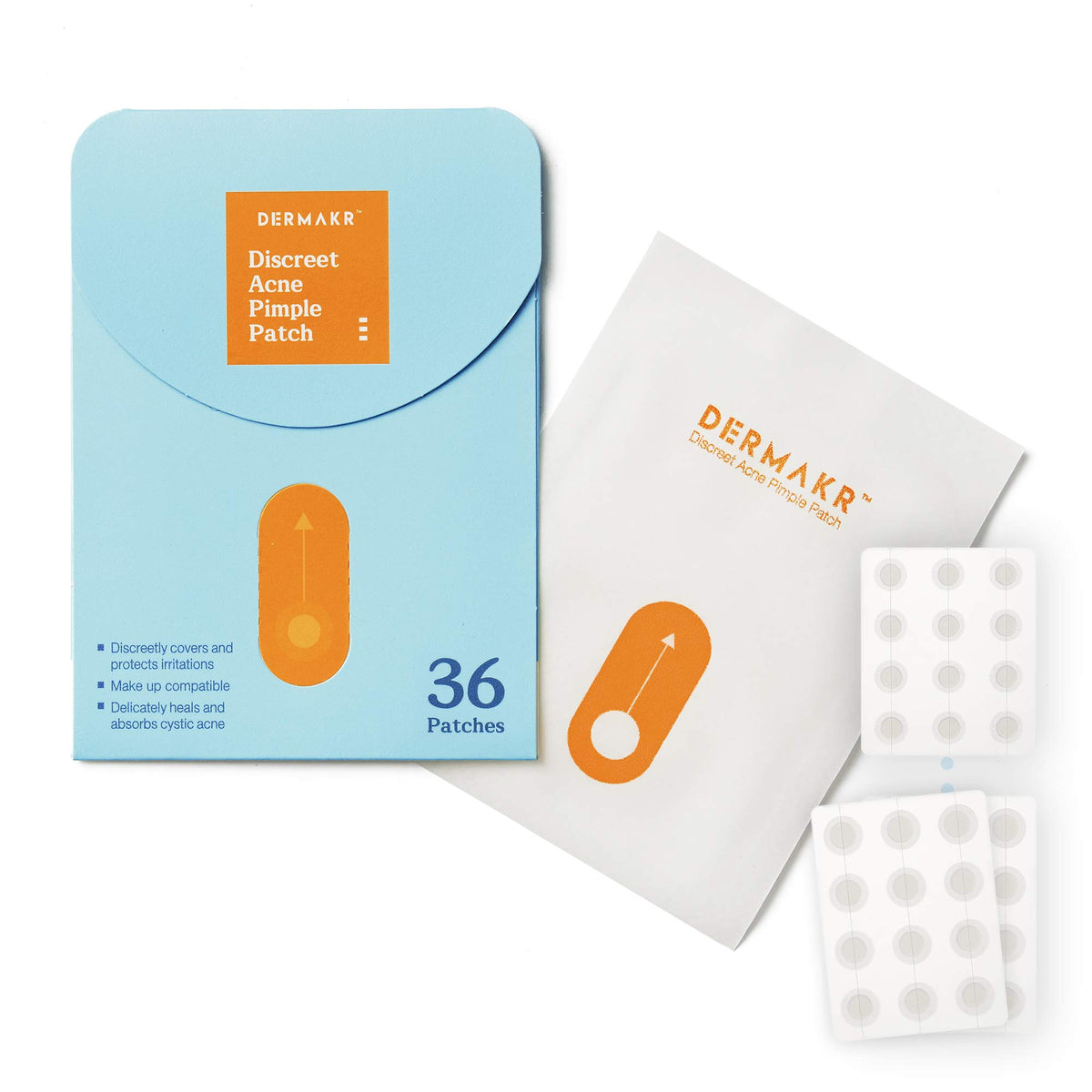 Dermakr Acne Pimple Patch - Hydrocolloid Spot Treatment, 36 Waterproof Stickers For Cystic Acne