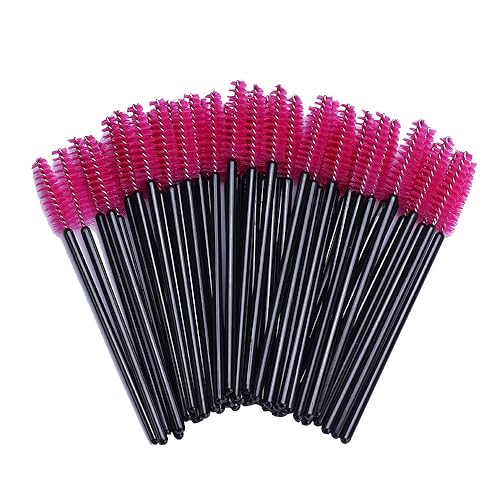 BTYMS 100 Count Pink Disposable Spoolies Brush for Eyelash Mascara and Eyebrow Application