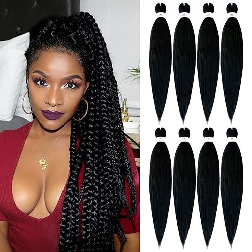 Beyond Beauty 26&quot; Pre-Stretched Ombre Yaki Braiding Hair - Synthetic Fiber, Easy Twist, 8 Pack