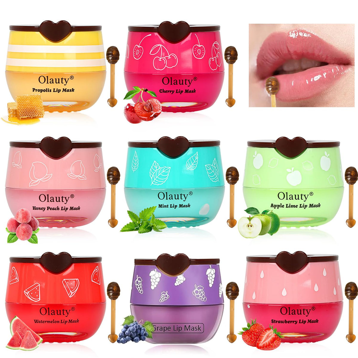 Eakroo 8 Pcs Bee Lip Balm Set - Hydrating Honey & Fruit Flavors For Dry, Cracked Lips