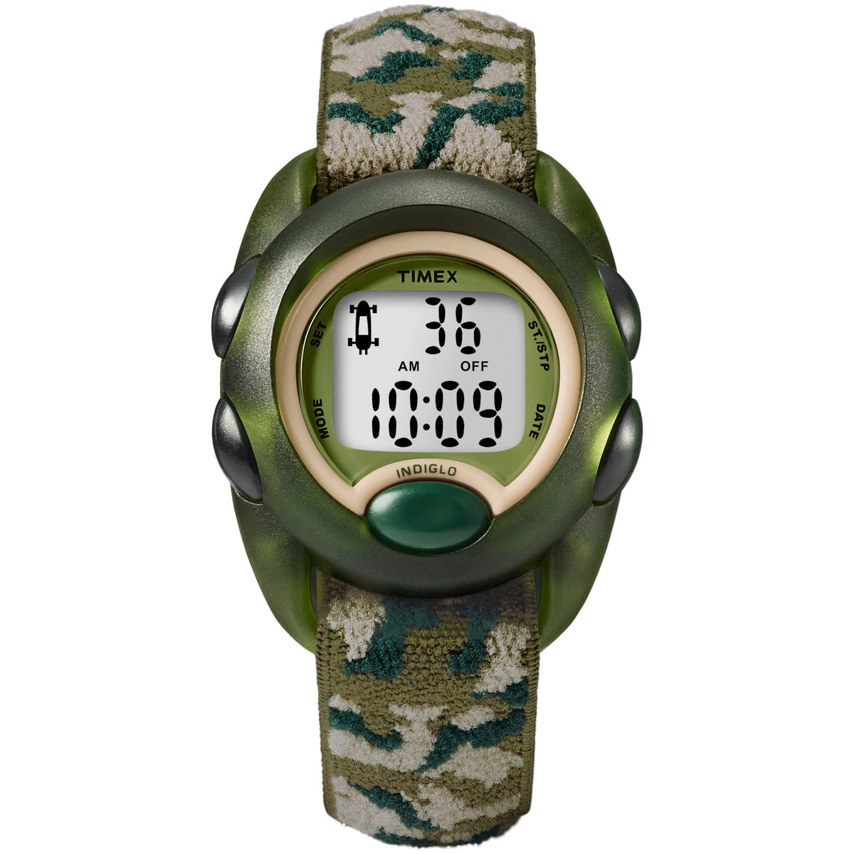 Timex Boys T71912 Digital Green Camo Watch With Elastic Fabric Strap