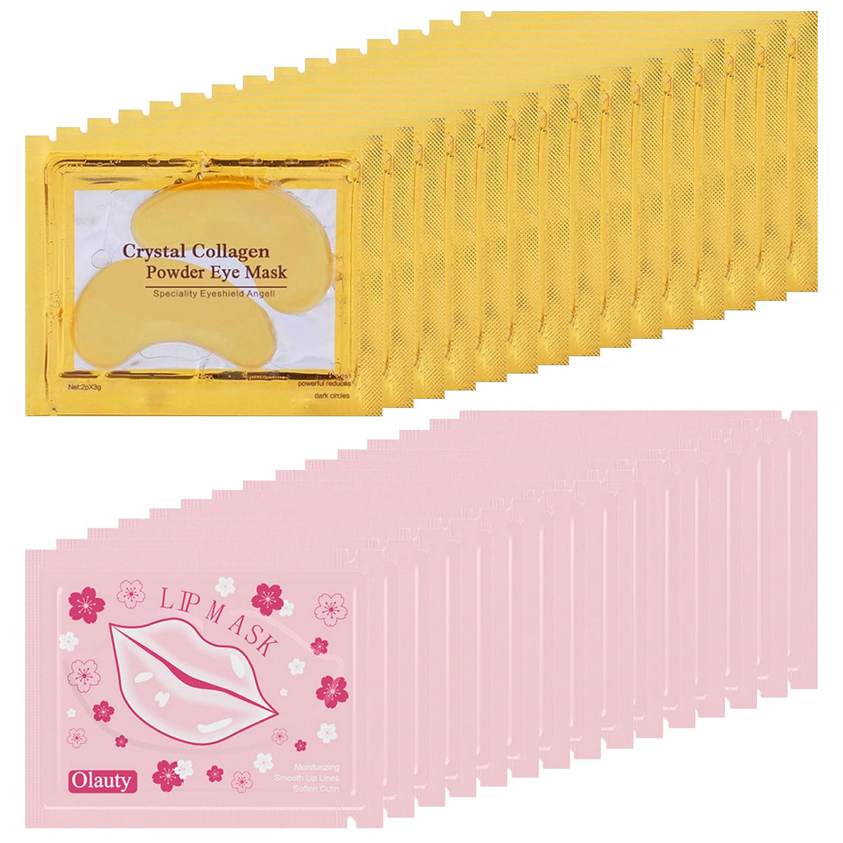 Deepmind 30 Pairs Lip Masks & 24K Gold Eye Masks For Dark Circles & Fine Lines, Moisturizing Care