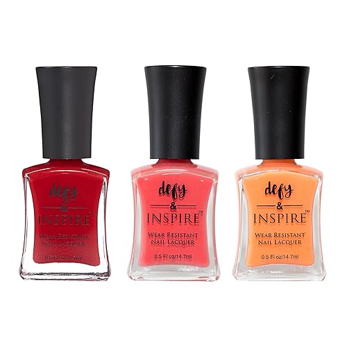 Defy & Inspire Quick Dry Nail Polish Set - 3 Cranberry Lacquers For Longwear Manicure & Pedicure