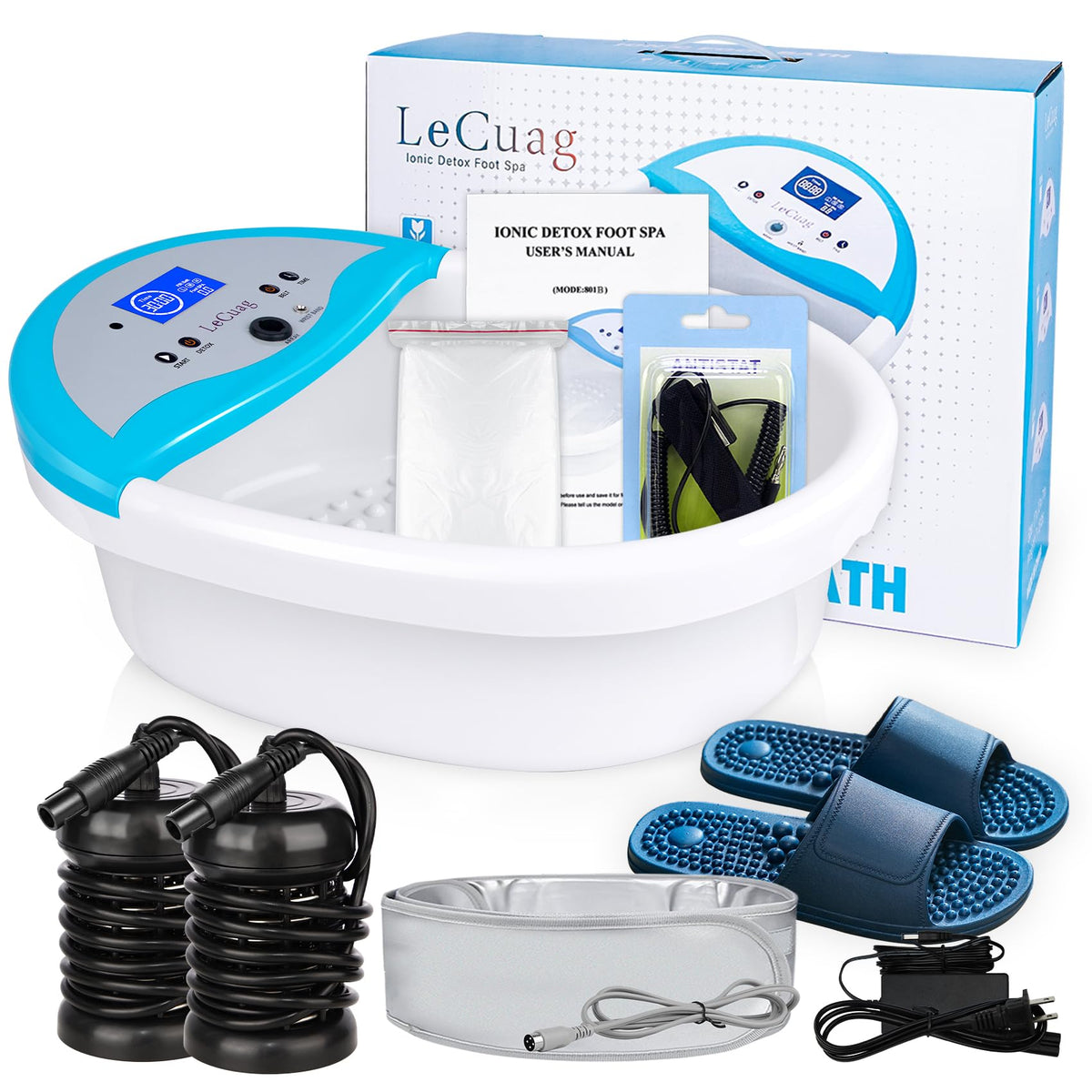 Lecuag Ionic Foot Bath Detox Machine With Massage Slippers & Negative Hydrogen Technology