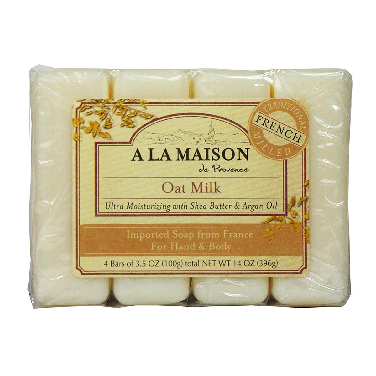 A La Maison Oat Milk Bar Soap - 4 Pack, 3.5 Ounce Each, Moisturizing & Gentle Clean