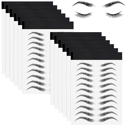 Maitys 12 Sheets Waterproof 4D Eyebrow Tattoos - Instant Peel-Off Fake Brows For Women