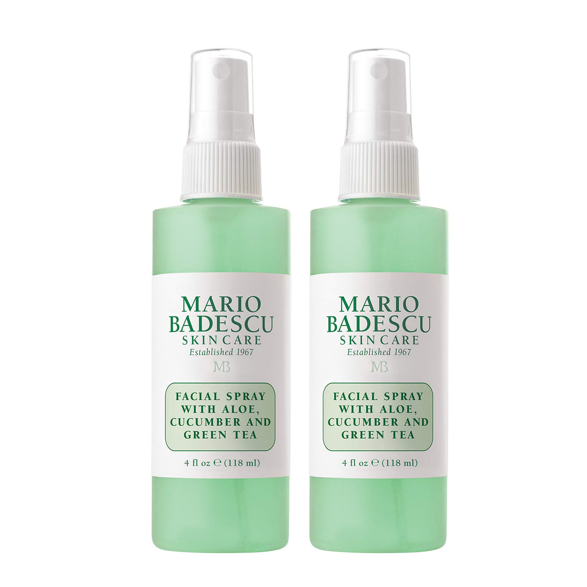 Mario Badescu Facial Spray With Aloe, Cucumber & Green Tea - Hydrating Face Mist, 4 Fl Oz (2 Pack)