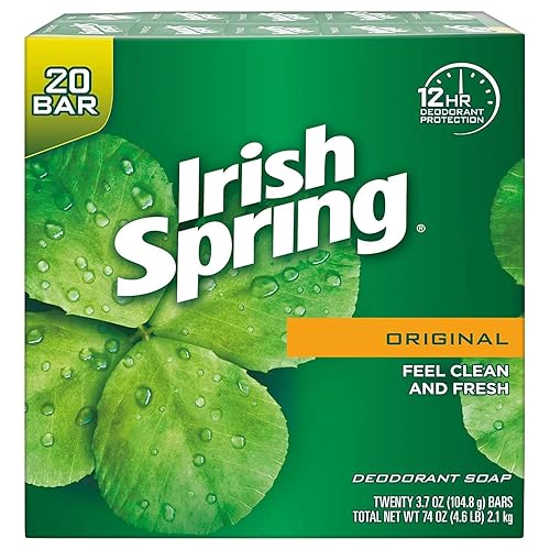 Irish Spring Original Bar Soap, 80 Ounce (Pack Of 1) - Fresh Scent, 20 Bars, Clean & Refresh