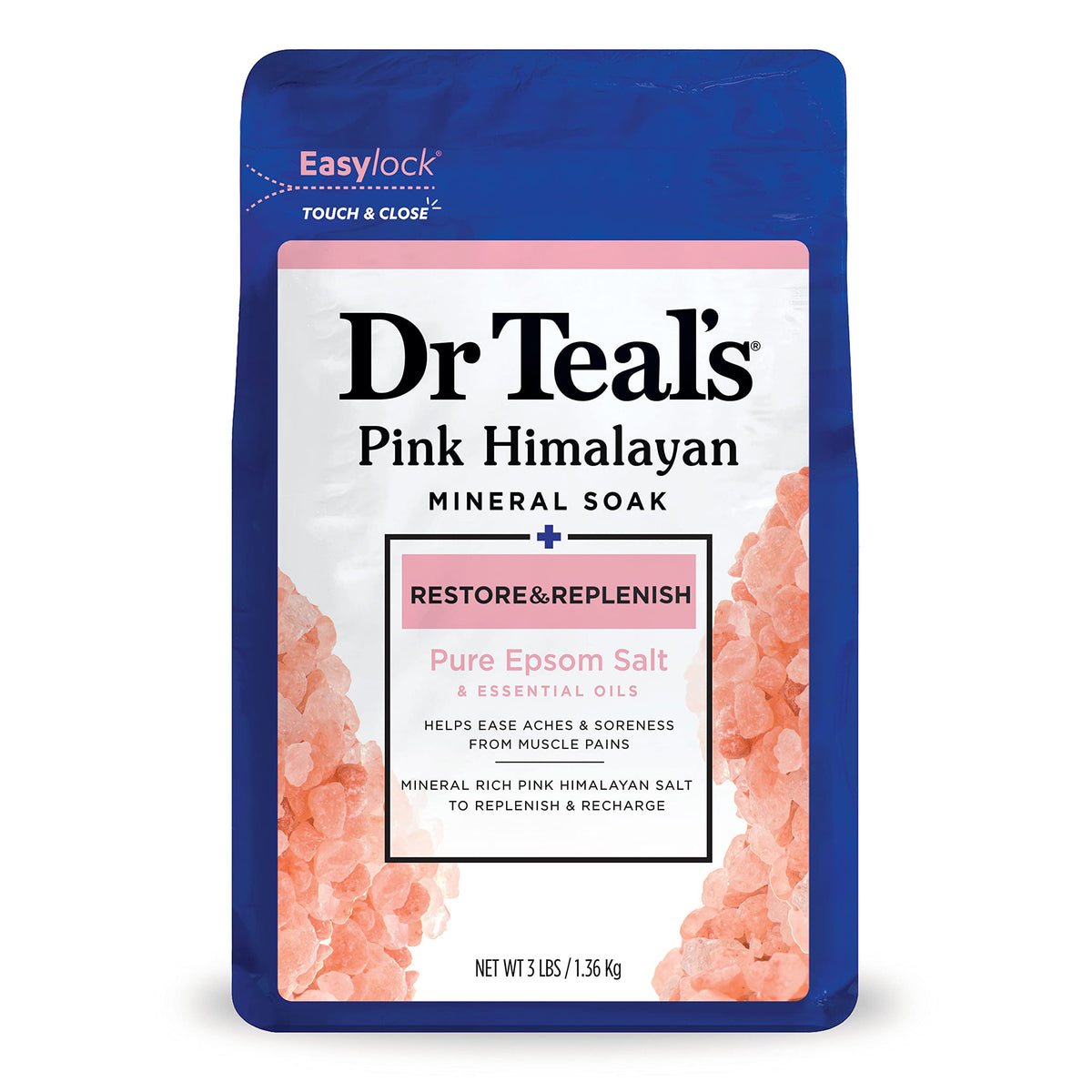 Dr Teal'S Epsom Salt Magnesium Soak With Pink Himalayan Minerals, 3 Lbs, Bergamot Scent