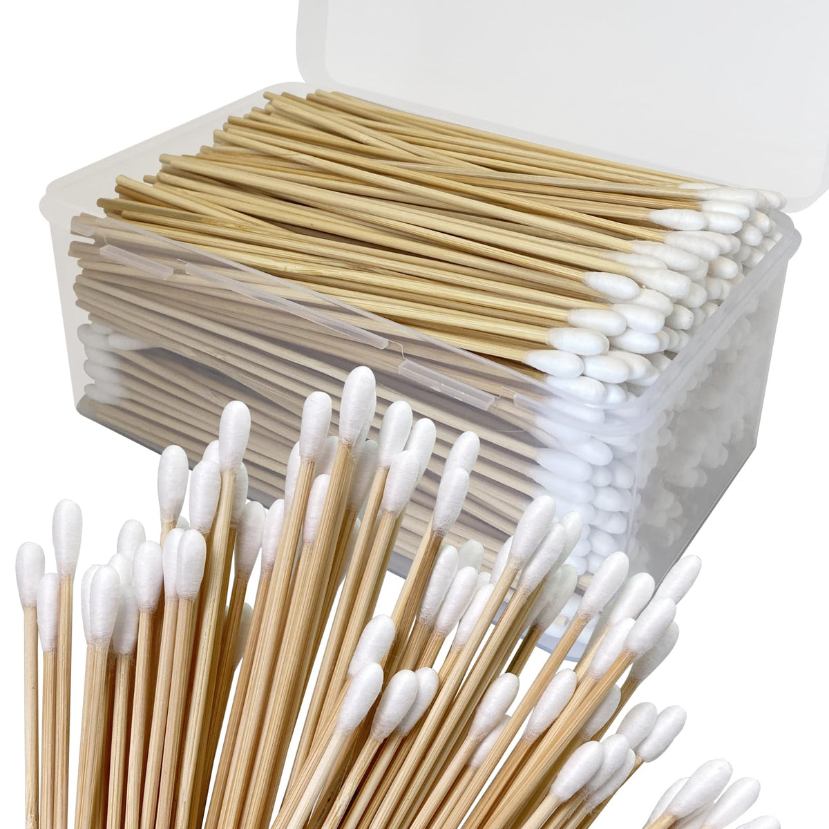 Garrelett 600 Pcs Cotton Swabs - 6&quot; Wooden Handle Applicators For Cleaning & Makeup