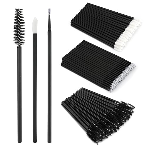 G2Plus 300Pcs Eyelash Extension Kit - Disposable Lip Wands, Mascara Brushes, Micro Swabs, Black