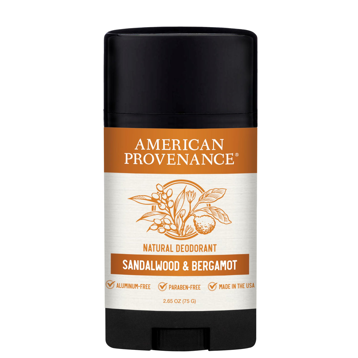 American Provenance All Natural Deodorant for Men - Aluminum Free, Essential Oils, Sandalwood & Bergamot