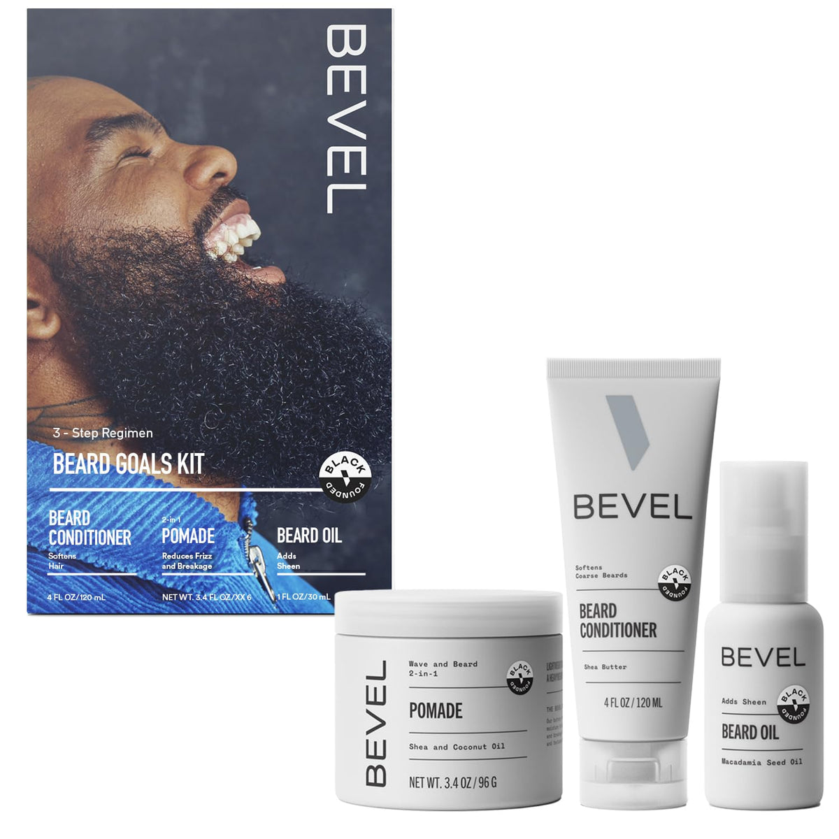 Bevel Men'S Beard Grooming Kit - Conditioner, Balm & Oil For Softening & Hydrating Beard