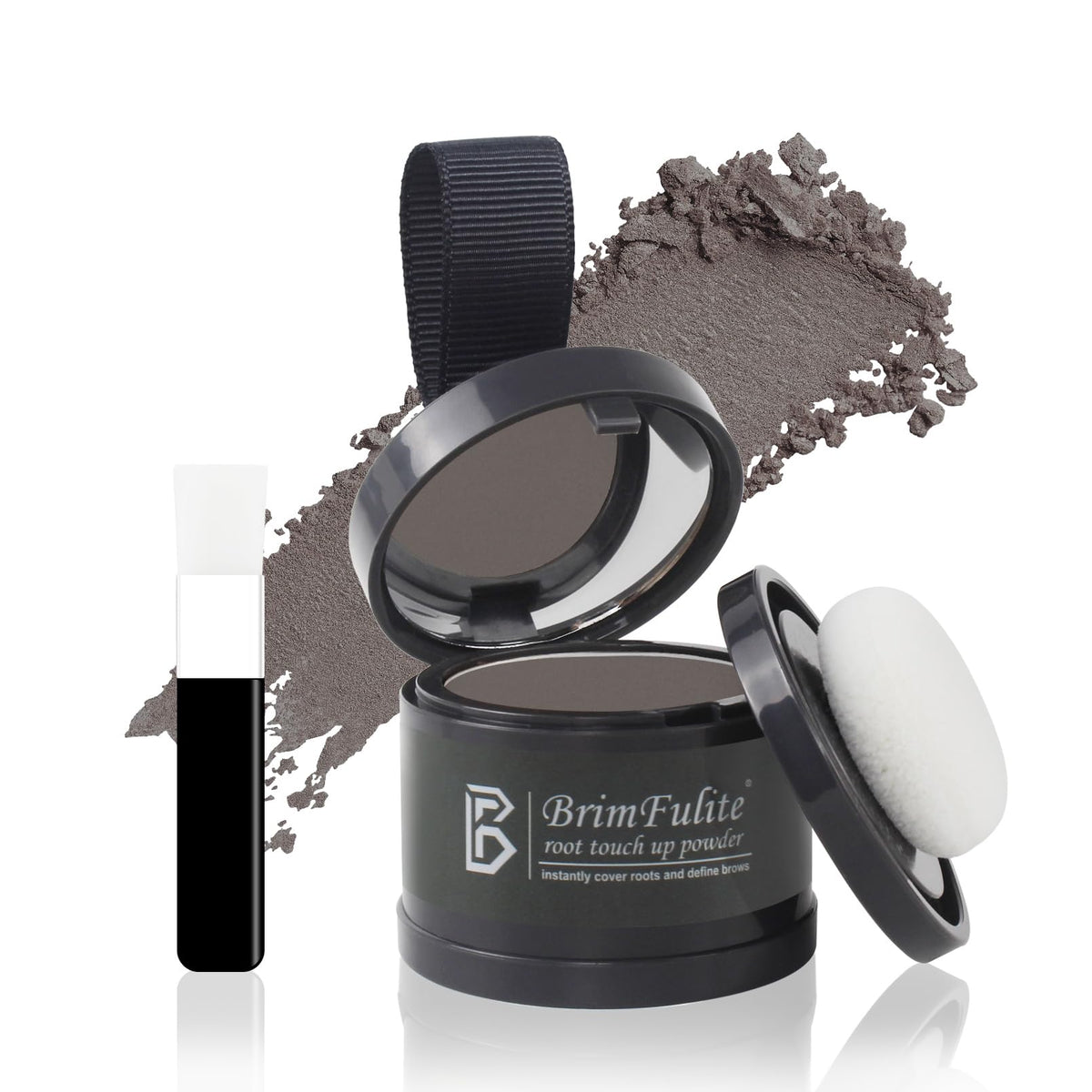 Brimfulite Hair Root Touch Up Powder, Gray, Windproof, Sweatproof, 0.14 Oz With Puff & Mirror