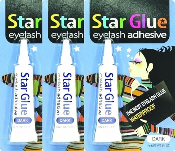 Star Eyelash Glue for Strip Lashes - 3 Pack (Dark, 7g) | Latex, Black, 0.