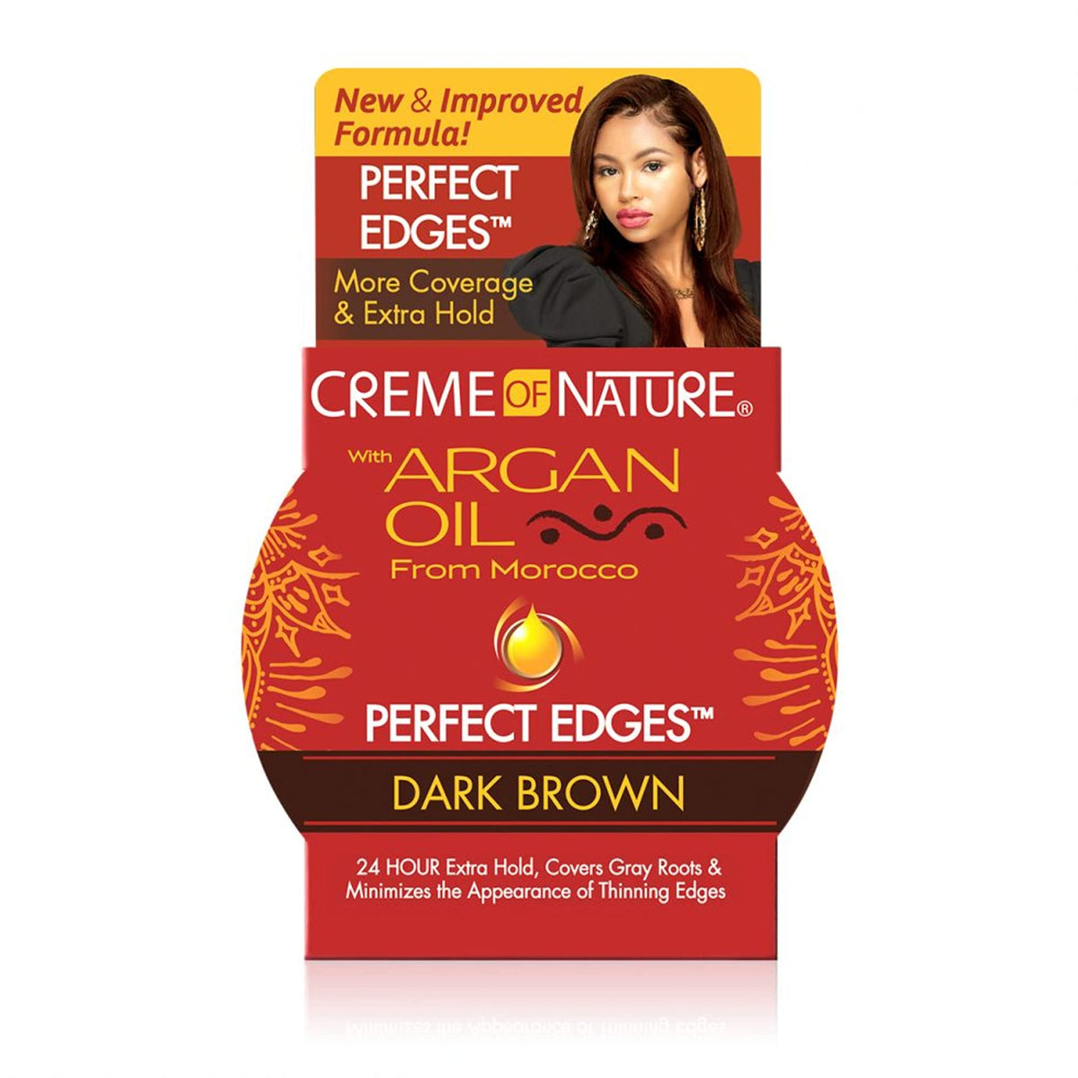 Creme Of Nature Argan Oil Perfect Edges Hair Gel, 24 Hour Hold, Dark Brown, 2.25 Oz