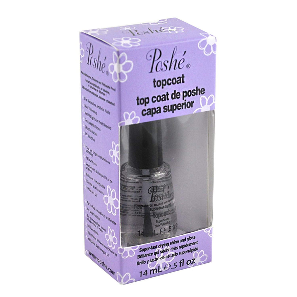 Poshe Super Fast Drying Top Coat - 0.5 Oz Nail Polish Top Coat For Quick Drying Finish