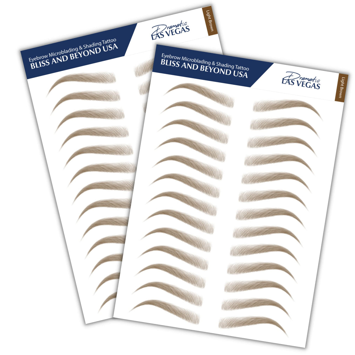 Bliss And Beyond Usa Waterproof Eyebrow Tattoo Stickers, Long Lasting Light Brown, Pack Of 2