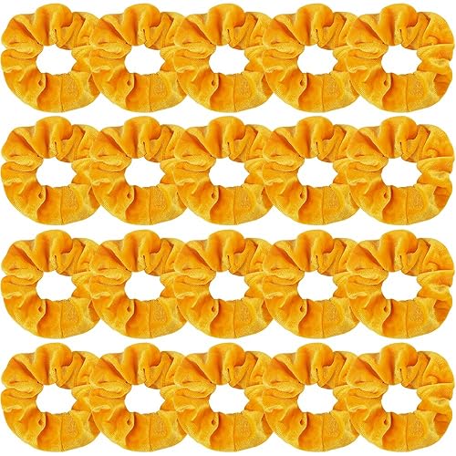 Didder Yellow Velvet Hair Scrunchies - 20 Pcs Soft Elastic Hair Ties for Women & Girls