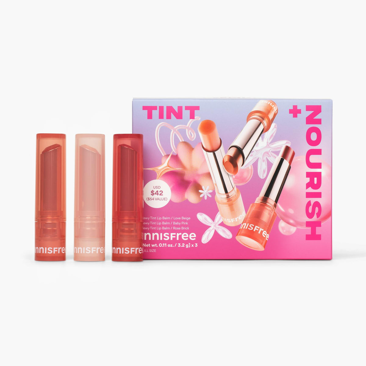 Innisfree Dewy Tint Lip Balm Trio - Hydrating Korean Beauty Lip Balm For Tinted Lips