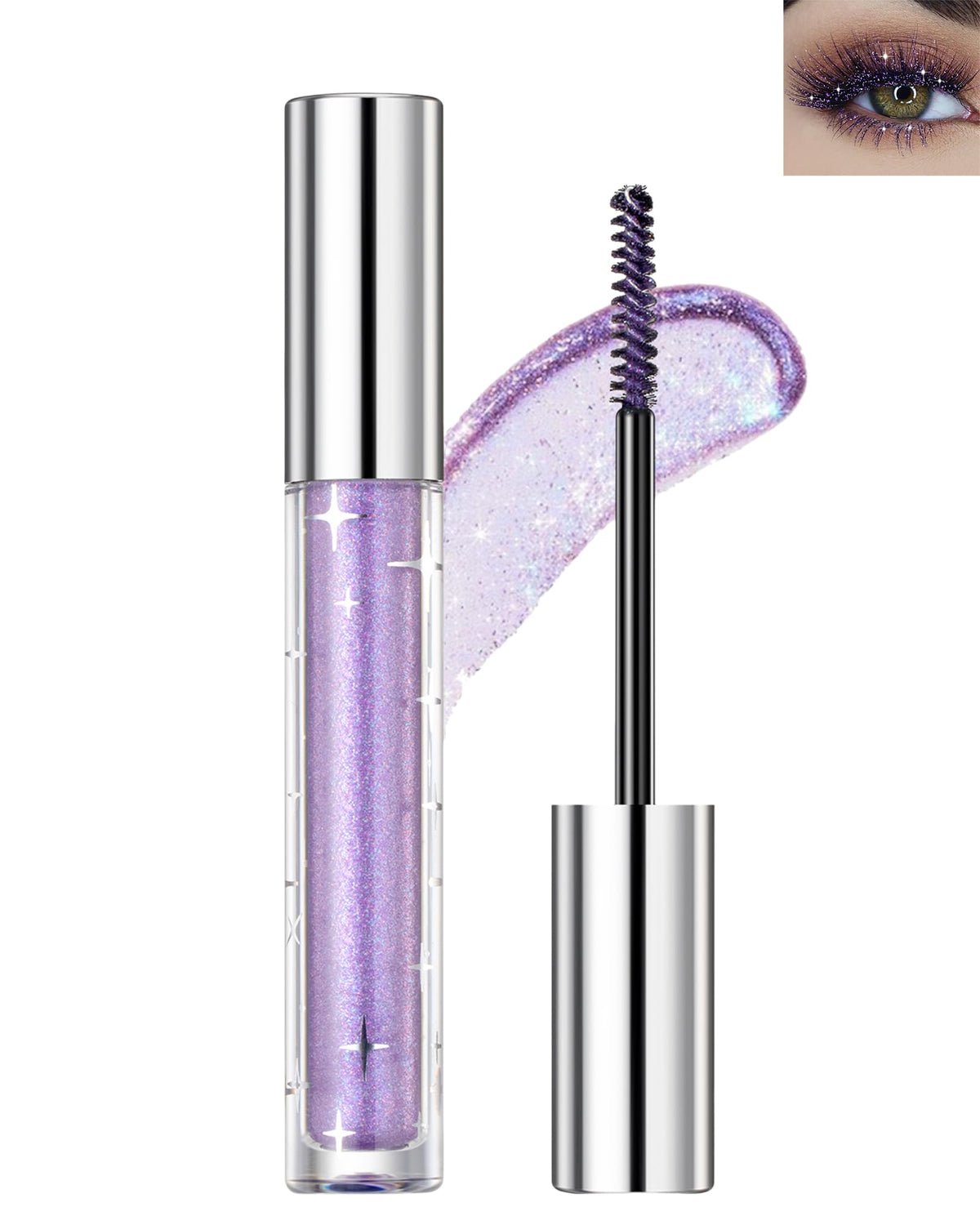 Lestpola Glitter Mascara, Purple Waterproof Long Lasting, Smudge-Proof Colorful Eyes Makeup