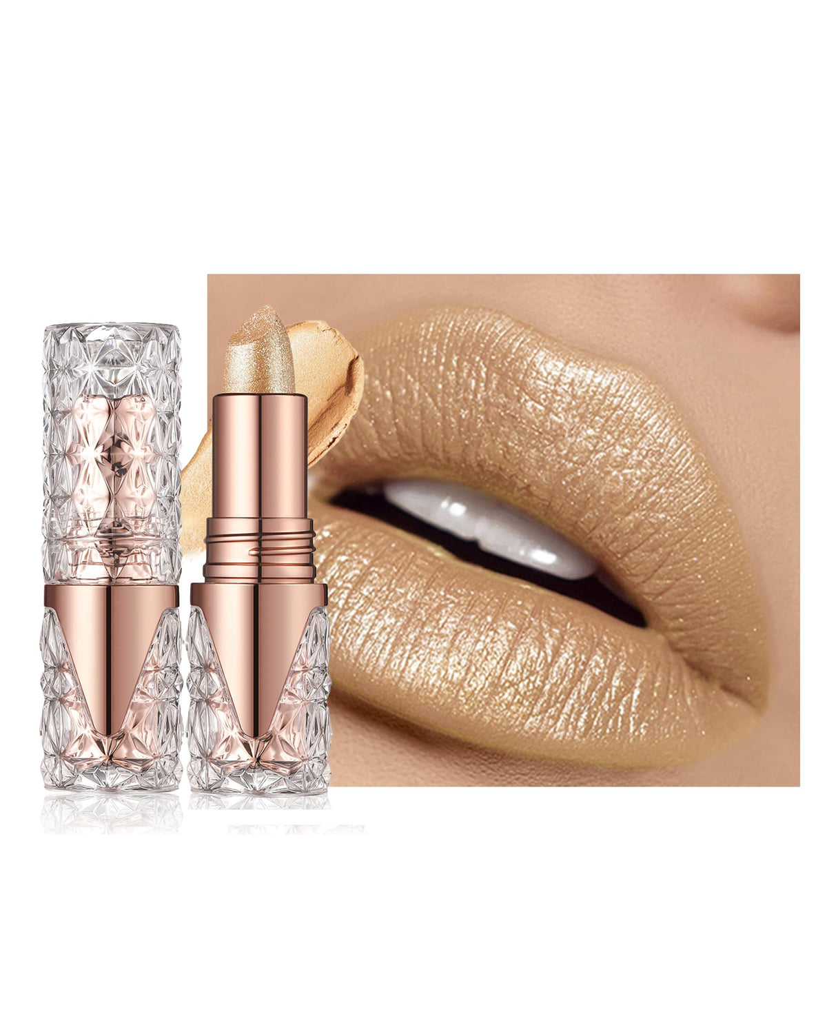 Caedelfly Glitter Metallic Gold Lipstick - Long Lasting, Transfer Proof Matte Liquid Lip Color, 0.4 Oz