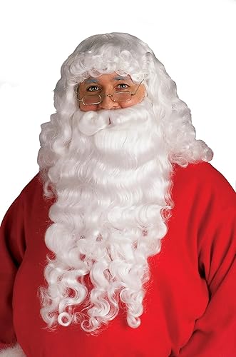 Rubie'S White Santa Beard And Wig Set For Adults, One Size, Synthetic Fibers