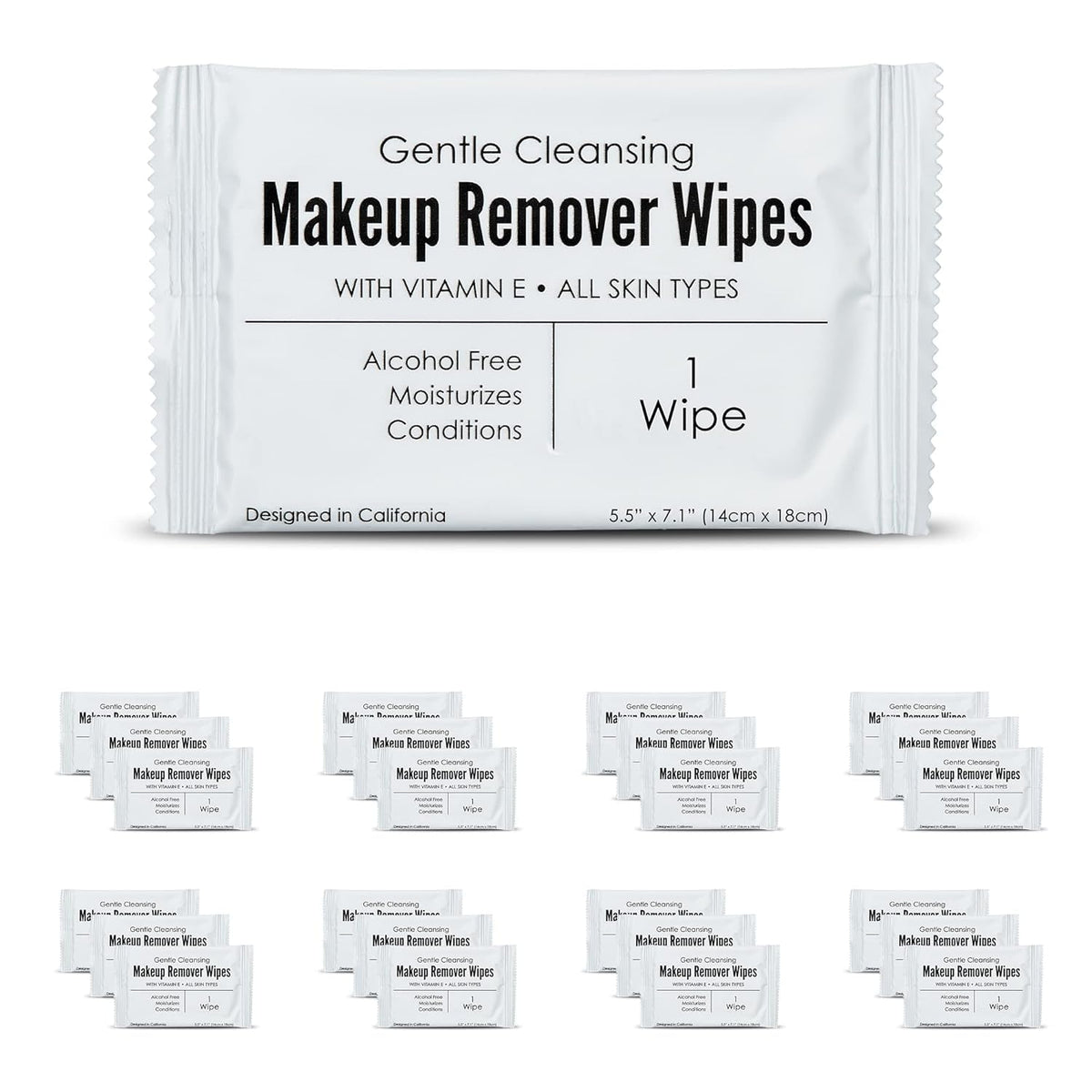 World Amenities Bulk Makeup Remover Wipes - 500 Count, Gentle, Alcohol-Free, Travel Size