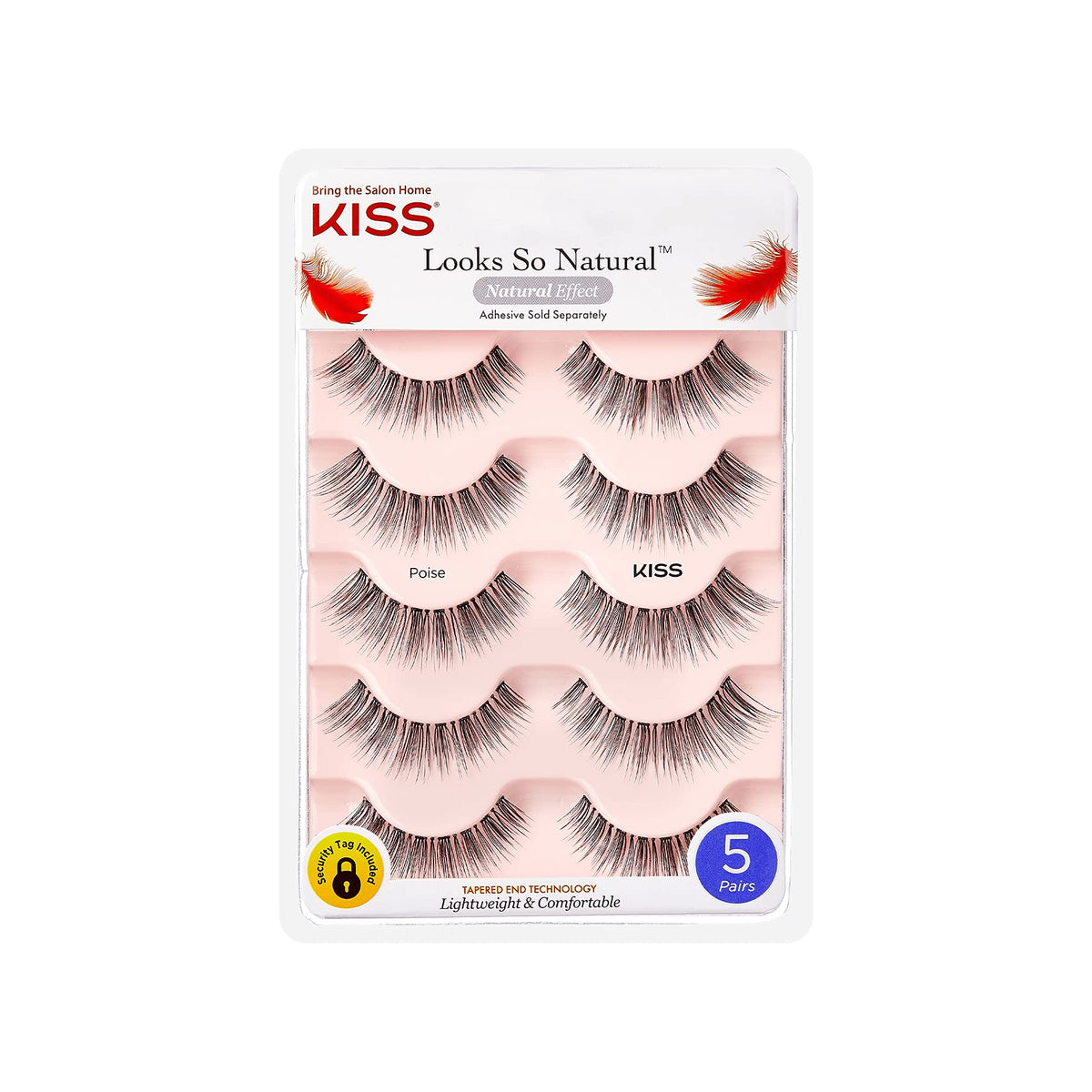 Kiss Poise False Eyelashes Multipack - 5 Pairs, Lightweight, Reusable, Cruelty-Free, Black