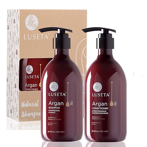 L Luseta Argan Oil Shampoo & Conditioner Set For Thin, Dry Hair - Sulfate Free, 2 X 16.