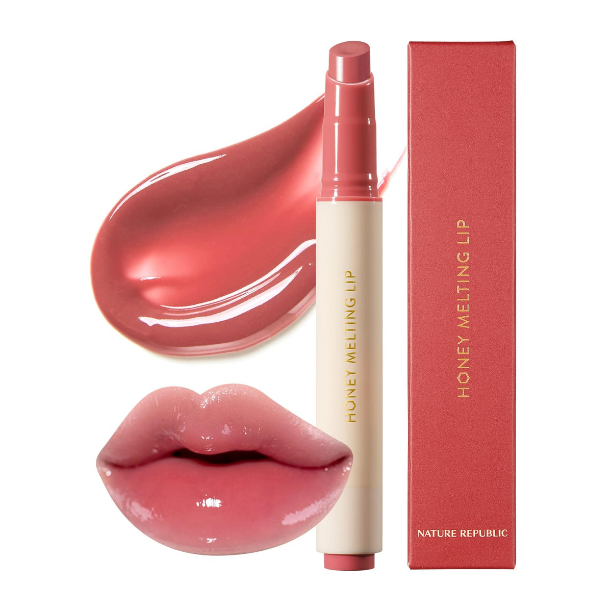 Nature Republic Honey Melting Lip Stick 07 Lychee - Glossy Lip Balm & Tint For Valentine'S Day