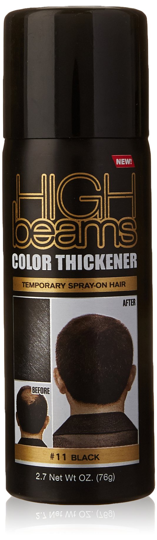 High Beams Color Thickener  Black  27 Oz  Salon Quality QuickFix Concealer Takes Grey Color Hair Away  Cover and Fill in T