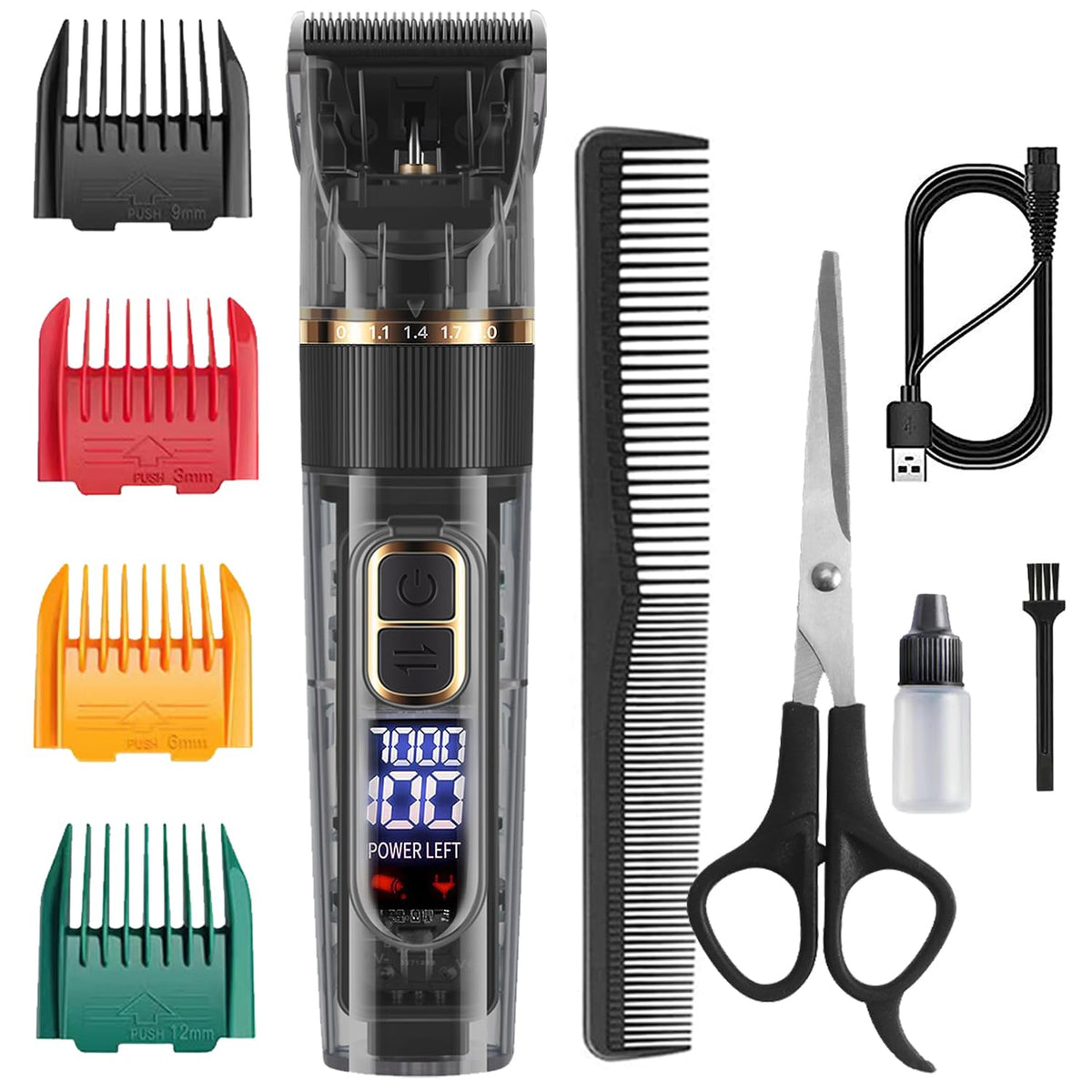 Javenproliu Professional Hair Clippers - Waterproof Cordless Beard Trimmer With Lcd Display