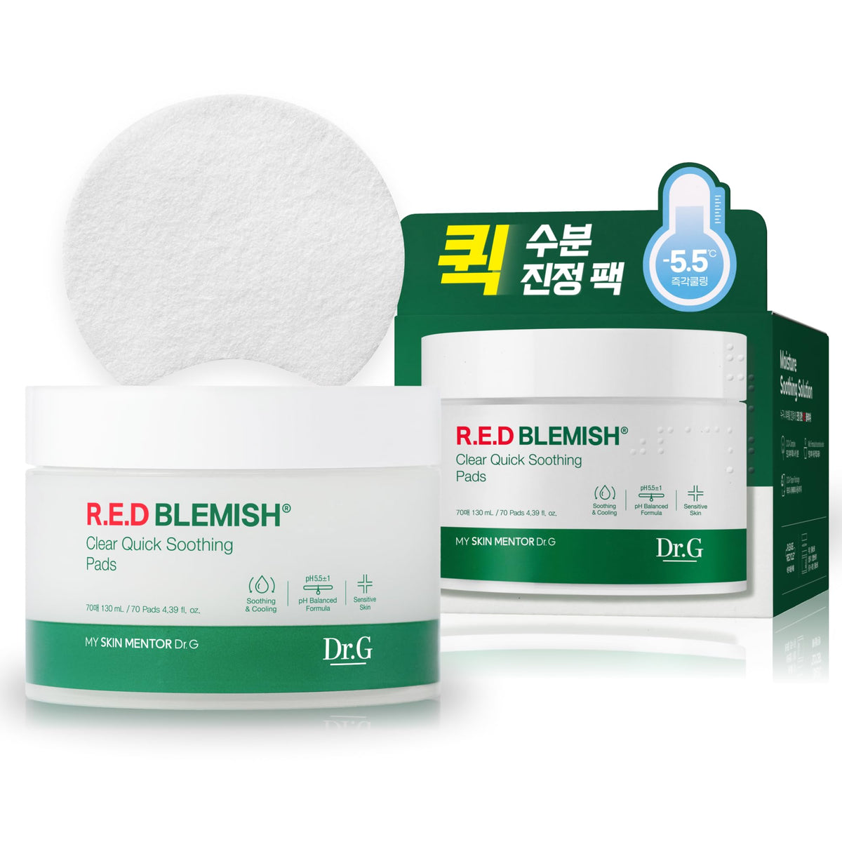 Dr.G Red Blemish Clear Toner Pads - Soothing Korean Skin Care, Pack Of 70, K-Beauty Essentials