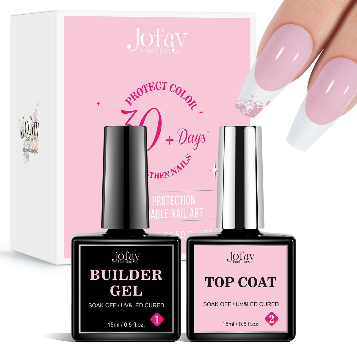 Jofay Fashion Stiletto French Gel Nails - Soft White Tips, No Filing, DIY Acrylic, 1 Fl Oz