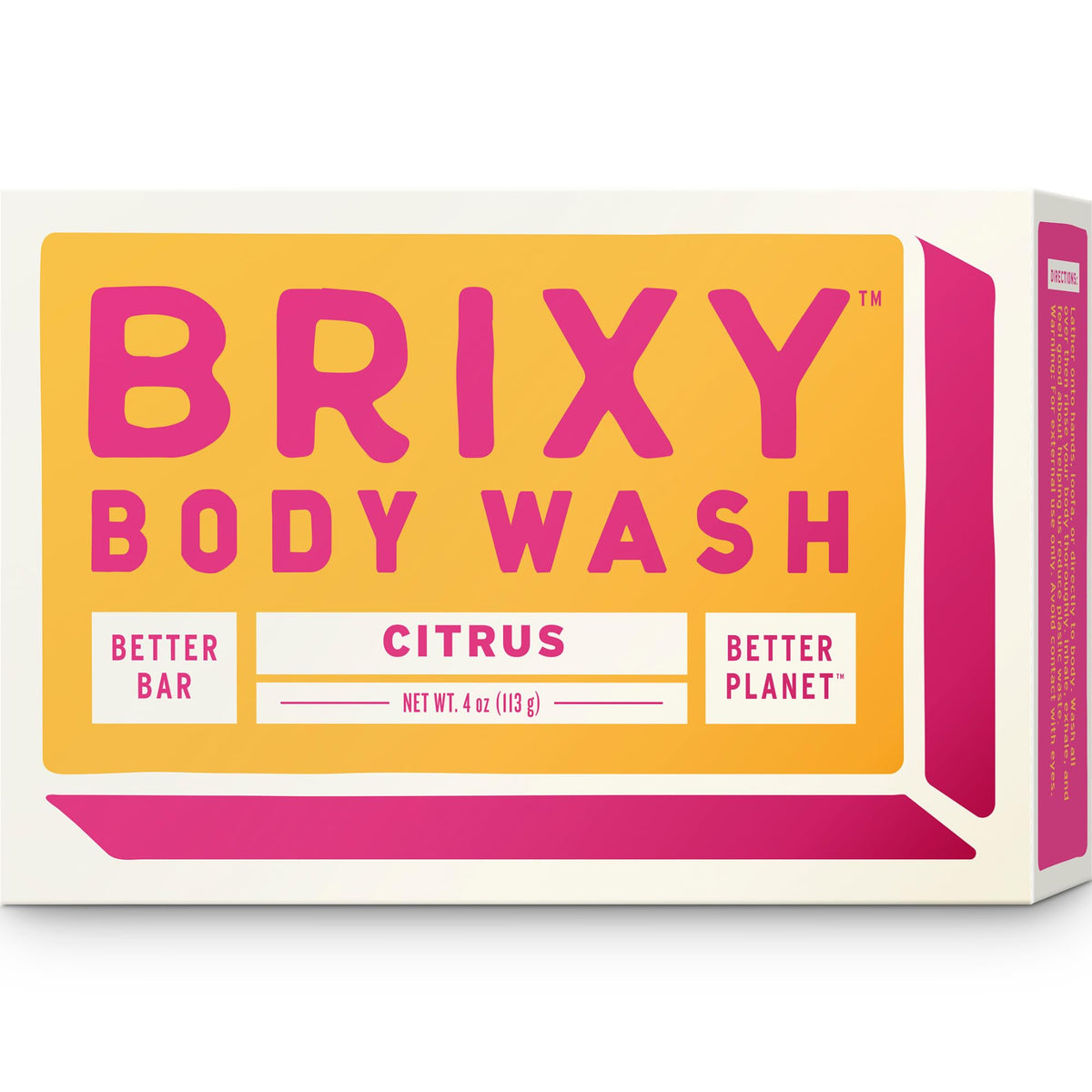 Brixy Citrus Body Wash Bar - Vegan, Plastic-Free, All Skin Types, 4Oz, Softens Skin