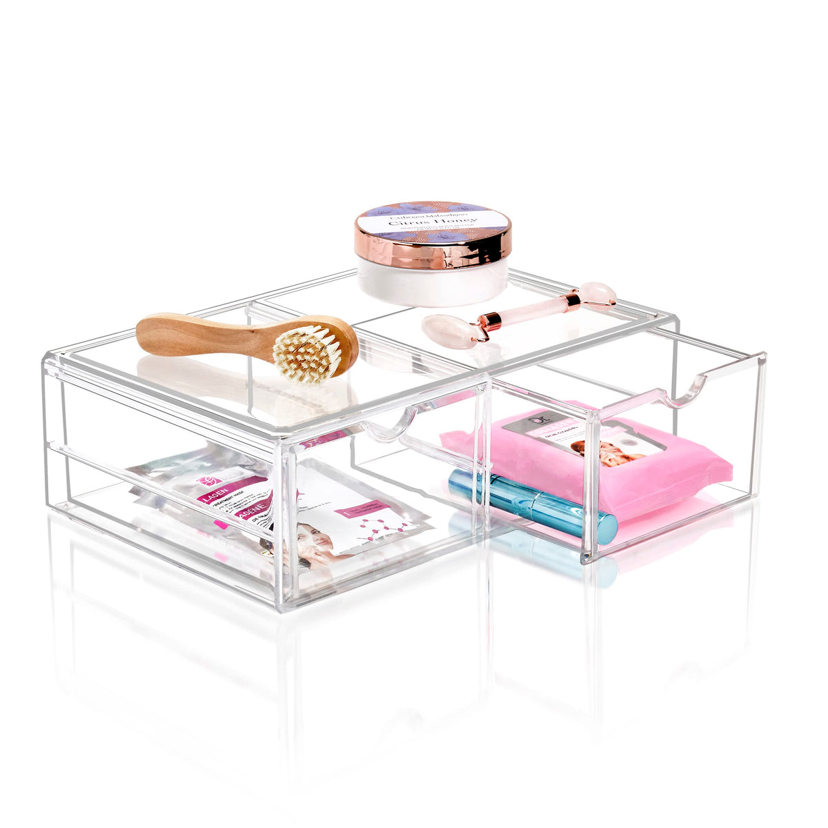 Sorbus Acrylic Makeup Organizer - Large Stackable 2 Clear Drawers For Beauty Supplies