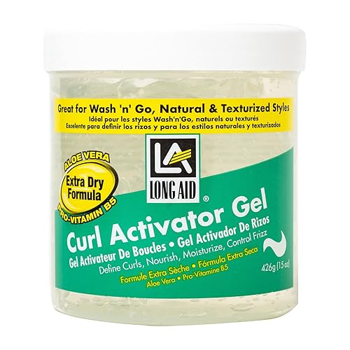 Ampro Long-Aid Activator Gel With Aloe Vera & Vitamin B - Defines Curls, 15 Oz