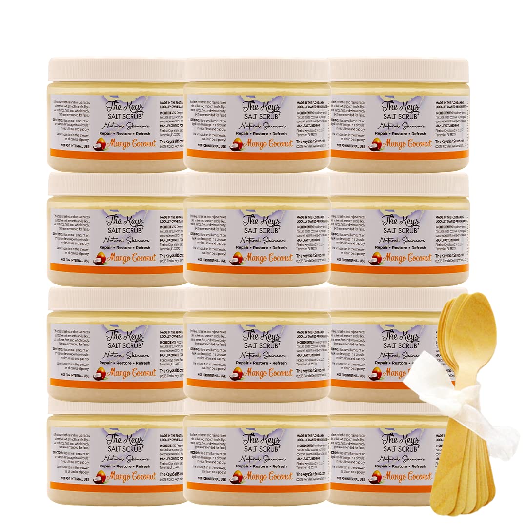 The Keys Salt Scrub Premium Exfoliating Sea Salt Scrubs - Mango Coconut, 12 Pack, 144 Oz